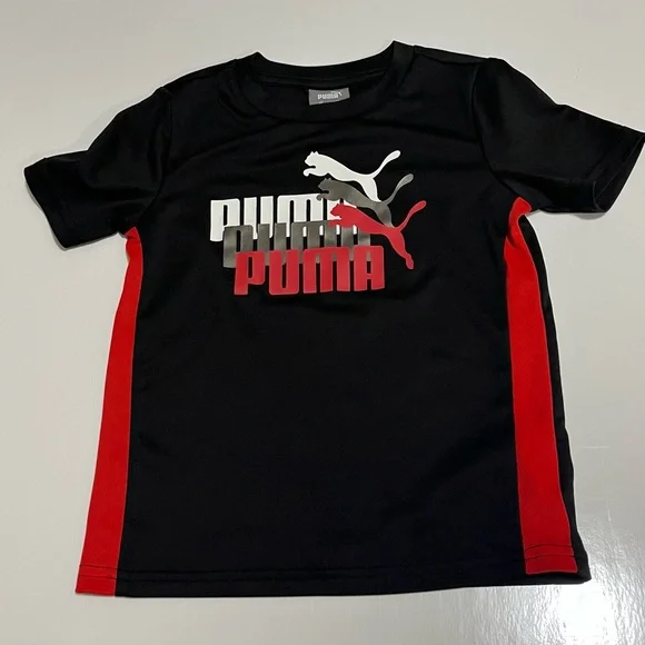 Puma Toddler Boys 2-Piece Athletic Set Red Black Logo Tee & Shorts Size 3T - Picture 3 of 9